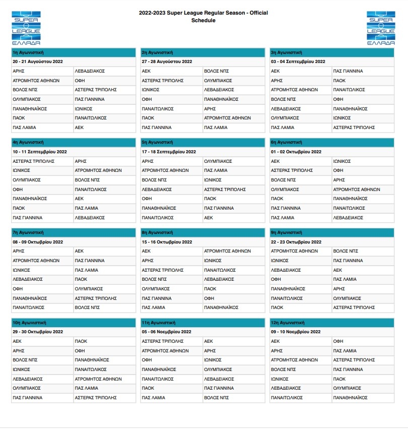 Το πλήρες πρόγραμμα του πρωταθλήματος (video)